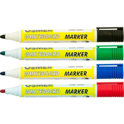 Osmer Bullet Tip Whiteboard Markers Wallet - 4 Colours