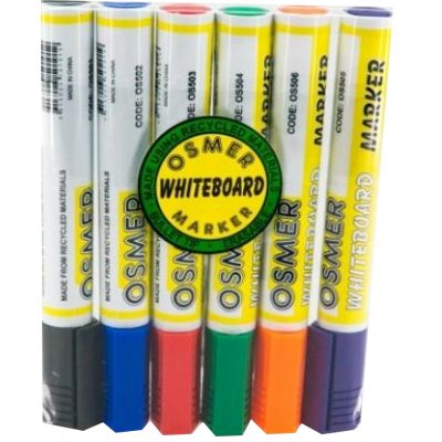 Osmer Bullet Tip Whiteboard Markers Wallet - 6 Colours